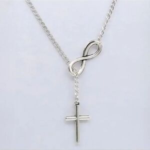 Elegant Silver Infinity Cross Necklace